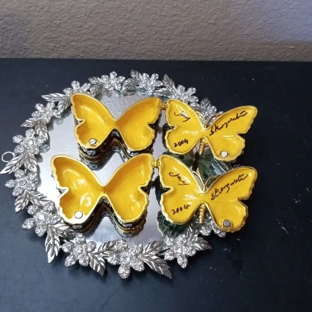 EXQUISITE Pair Signed Jay Strongwater Bejewelled Enamel 3
